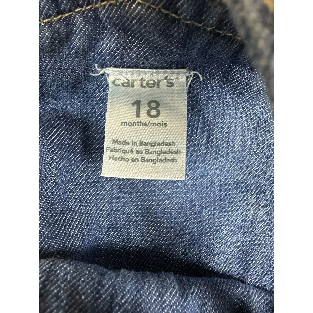 Carters 18 months Toddler Denim Bib Overalls -‎ Vintage Look - Blue Denim